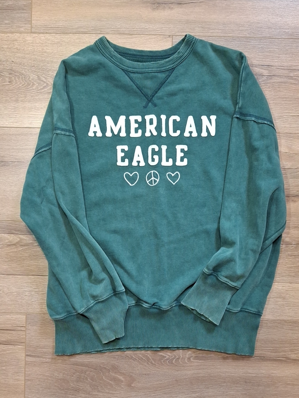 American Eagle Outfitters Teal-Green Graphic Crewneck Sweatshirt